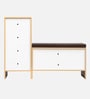 Trudo Modular Shoe Rack With Seating (12 Pair Seat + 10 Pair ) In Oak & White finish
