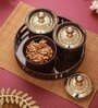 Brown & Gold Plastic (Set of 4) Condiment Set with Tray