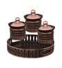 Brown & Rose Gold  Plastic (Set of 4) Condiment Set with Tray