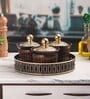Brown & Gold Plastic (Set of 4) Condiment Set with Tray