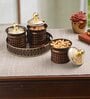 Brown & Gold Plastic (Set of 4) Condiment Set with Tray