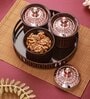 Brown & Rose Gold  Plastic (Set of 4) Condiment Set with Tray
