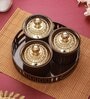 Brown & Gold Plastic (Set of 4) Condiment Set with Tray