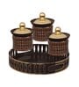 Brown & Gold Plastic (Set of 4) Condiment Set with Tray