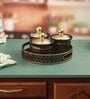 Brown & Gold Plastic (Set of 4) Condiment Set with Tray