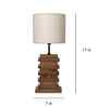 Truffle Brown Wooden Table Lamp with Beige Fabric Lampshade