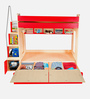 Multi Flexi Bunk Bed in Red Colour with Sofa Cum Bed With Box Storage