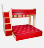 Multi Flexi Bunk Bed in Red Colour with Sofa Cum Bed With Box Storage
