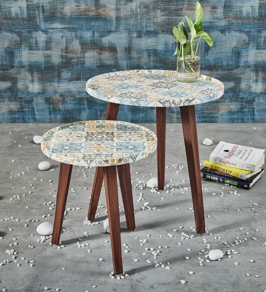 Buy Turkish Solid Wood Nest of Tables in Multi Colour (Set Of 2) at 43