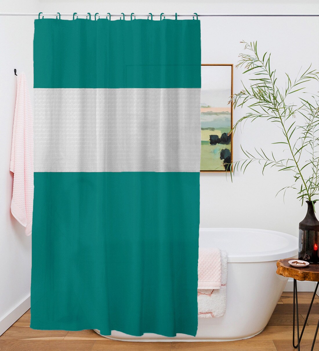 Buy Turquoise PVC Shower Curtain (L 78, W 72 Inches) By StoryHome