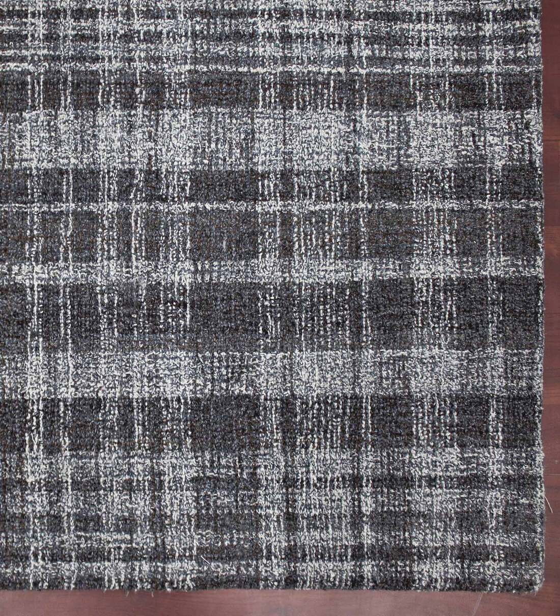 Buy Grey 100 Wool Checkered 8 ft x 10 ft Hand Tufted Carpet by