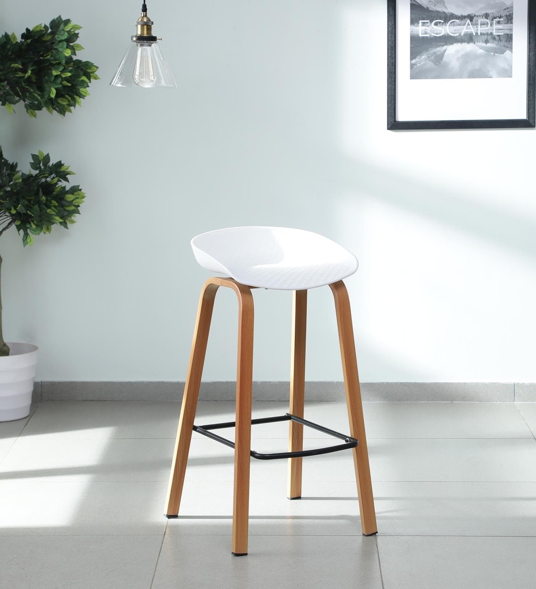 Buy Turrent Metal Bar Stool in White Colour at 19 OFF by