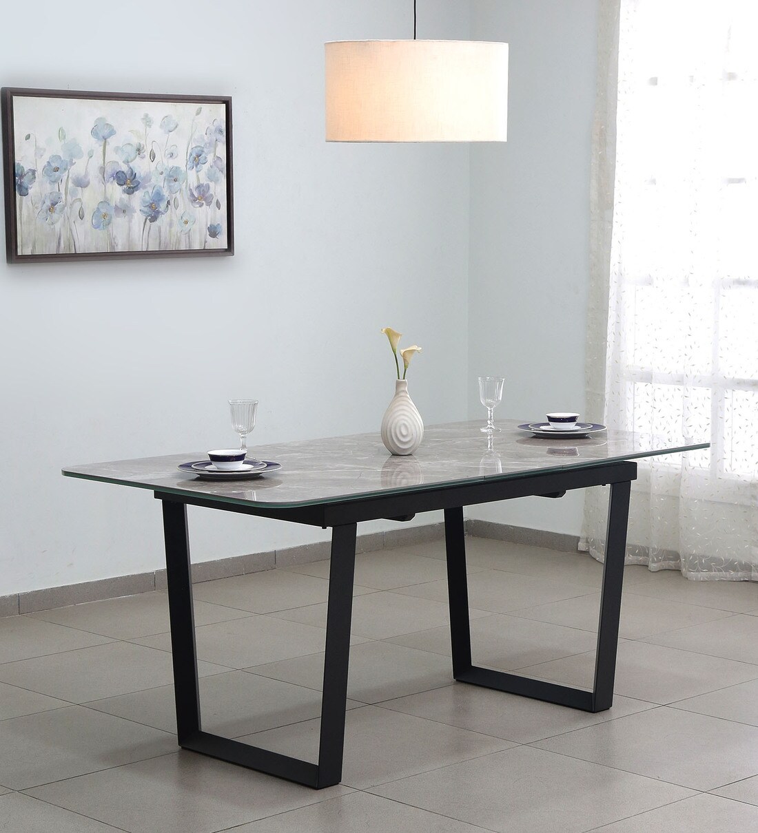 Grey colour store dining table