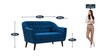 Tuft Velvet 2 Seater Sofa in Blue Colour