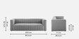 Tuxedo Fabric Premium 3 Seater Sofa in Grey Colour