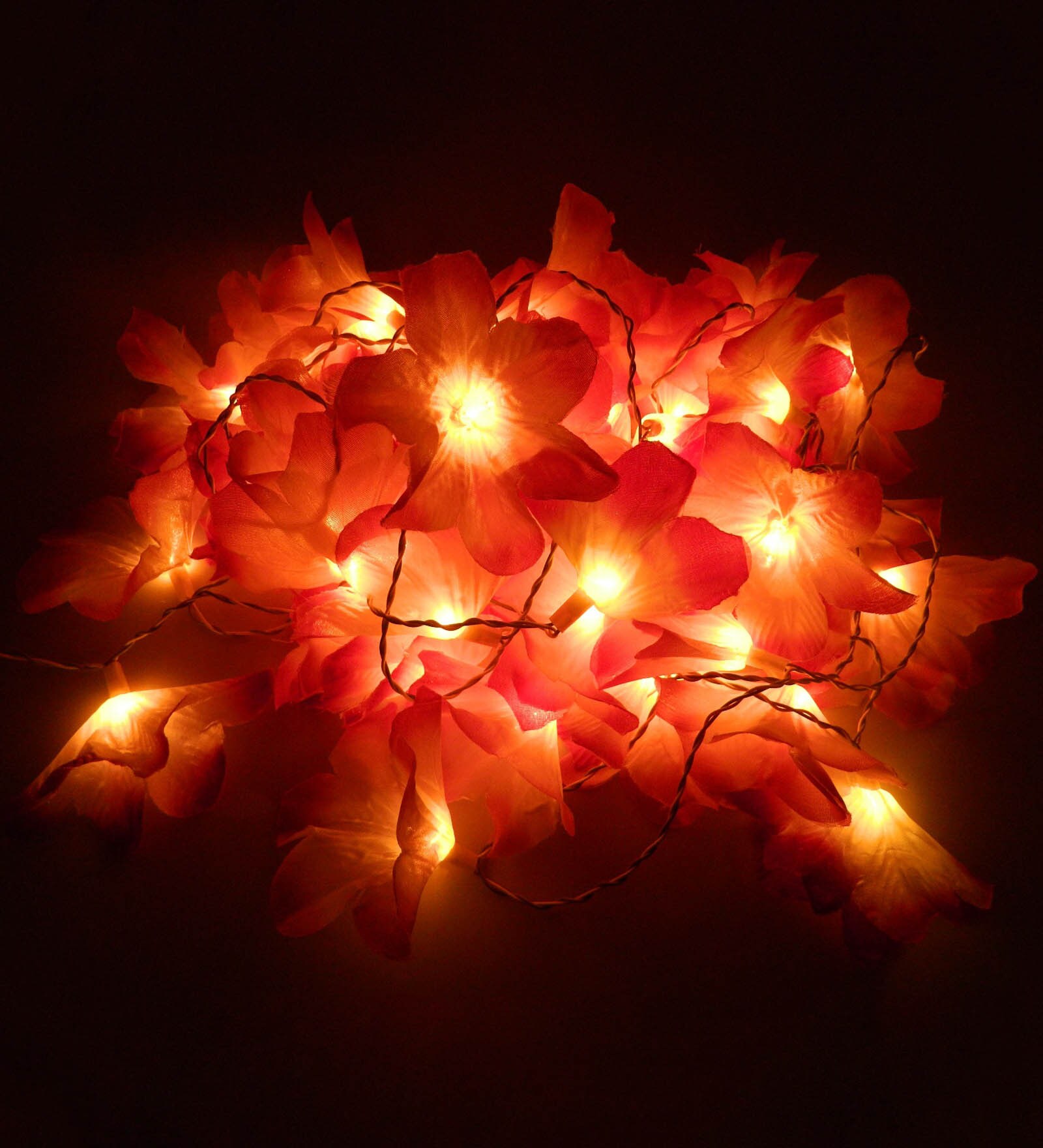 Downward Purple & White Plastic Flower Diwali String Light