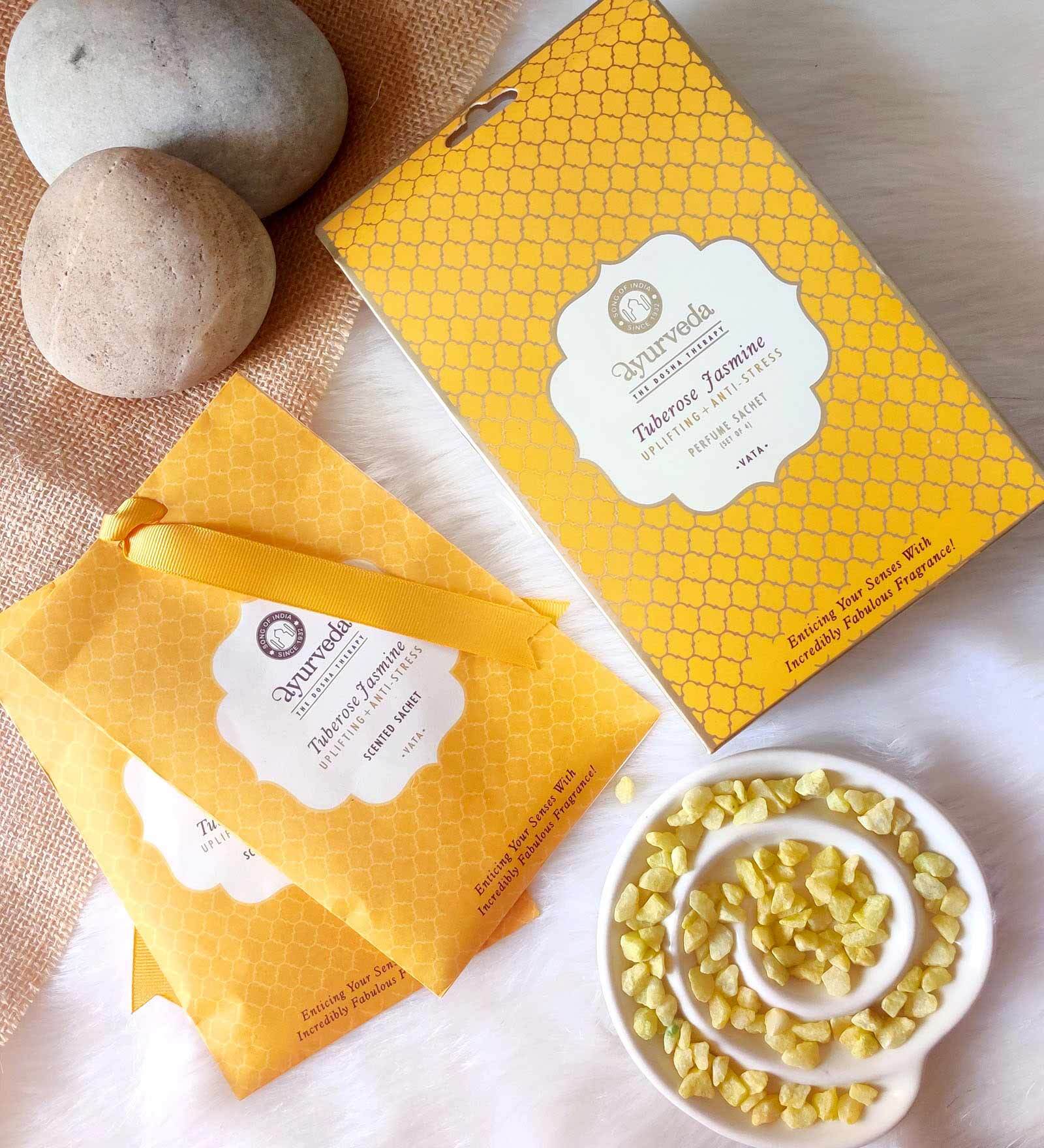 Tuberose Jasmine Ayurveda Potpourri Perfume Hanging Sachet (Set of 4)