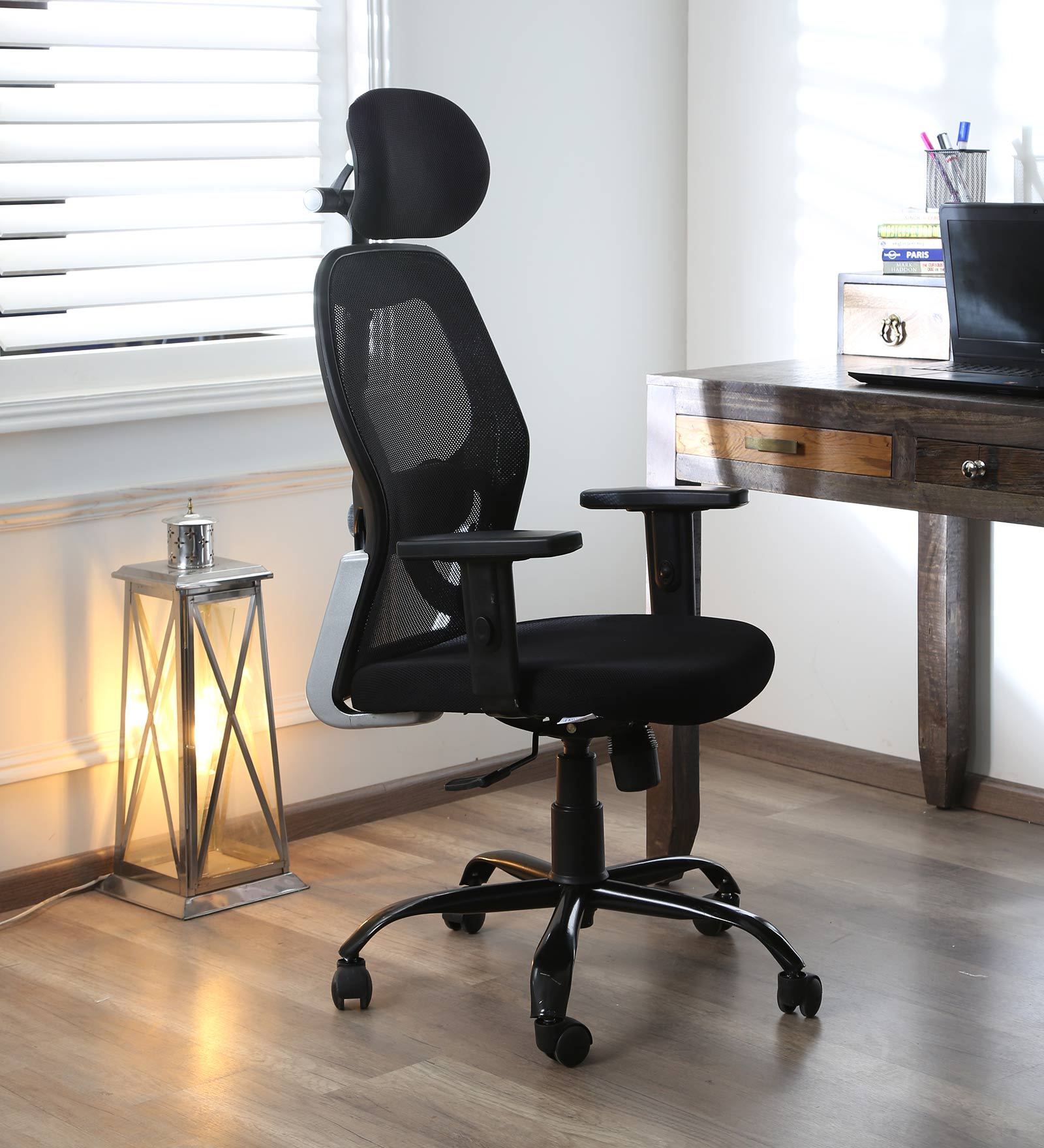 Tulip Breathable Mesh Ergonomic Chair with Headrest in Black Colour Tulip Breathable Mesh Ergonomic Chair with Headrest in Black Colour