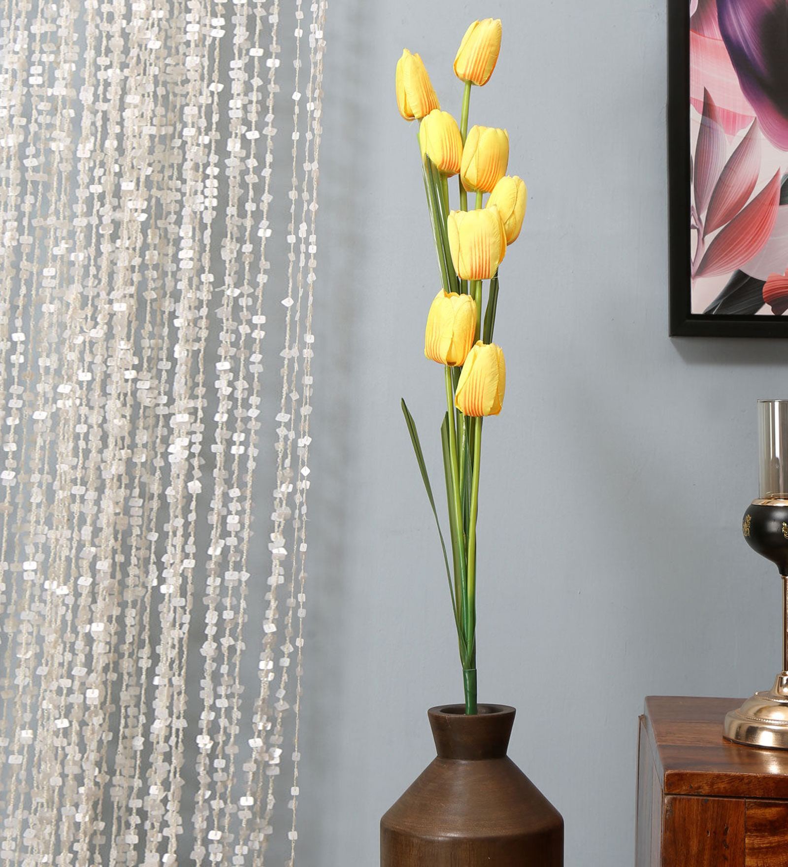 Tulip Yellow Cloth & Metal Artificial Flowers
