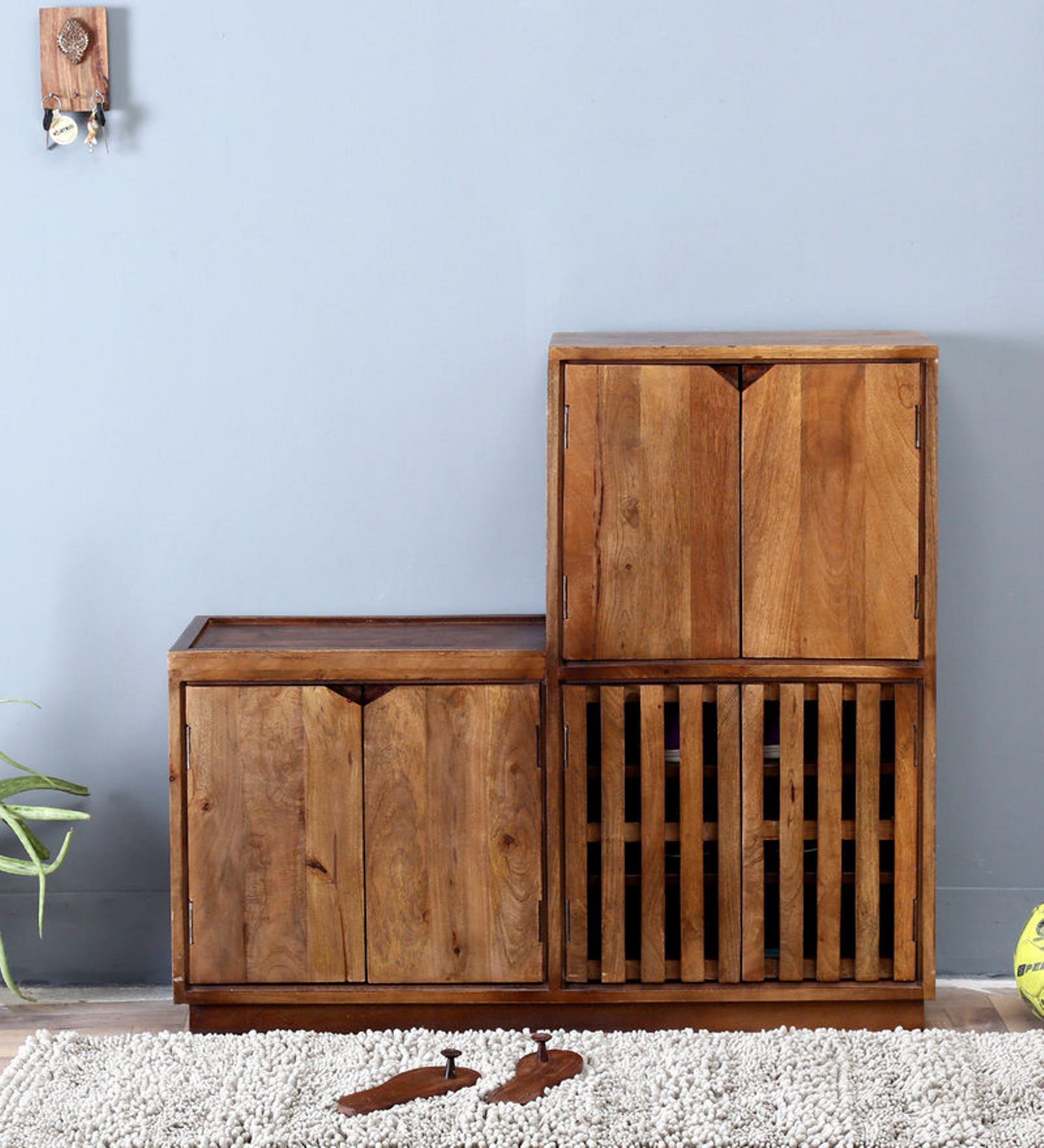 Buy Tulsa Shoe Rack in Provincial Teak Finish on Rent Online Shoe