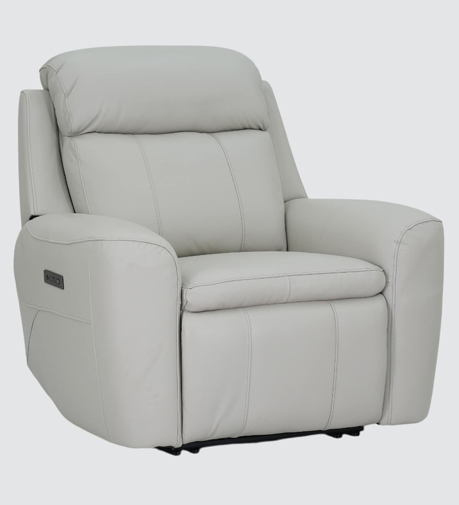 Turin Italian Genuine Leather 1 Seater Recliner Dual Power Recliner With Usb Charging Port In Light Grey Color