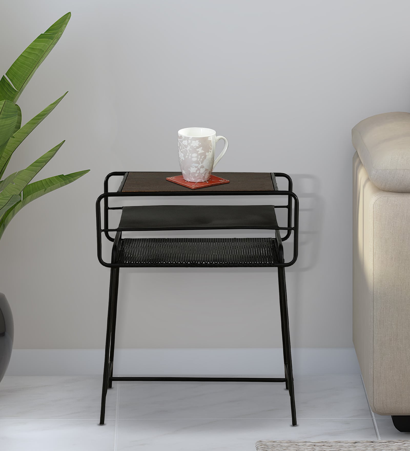 Levin Metal End Table In Black Colour