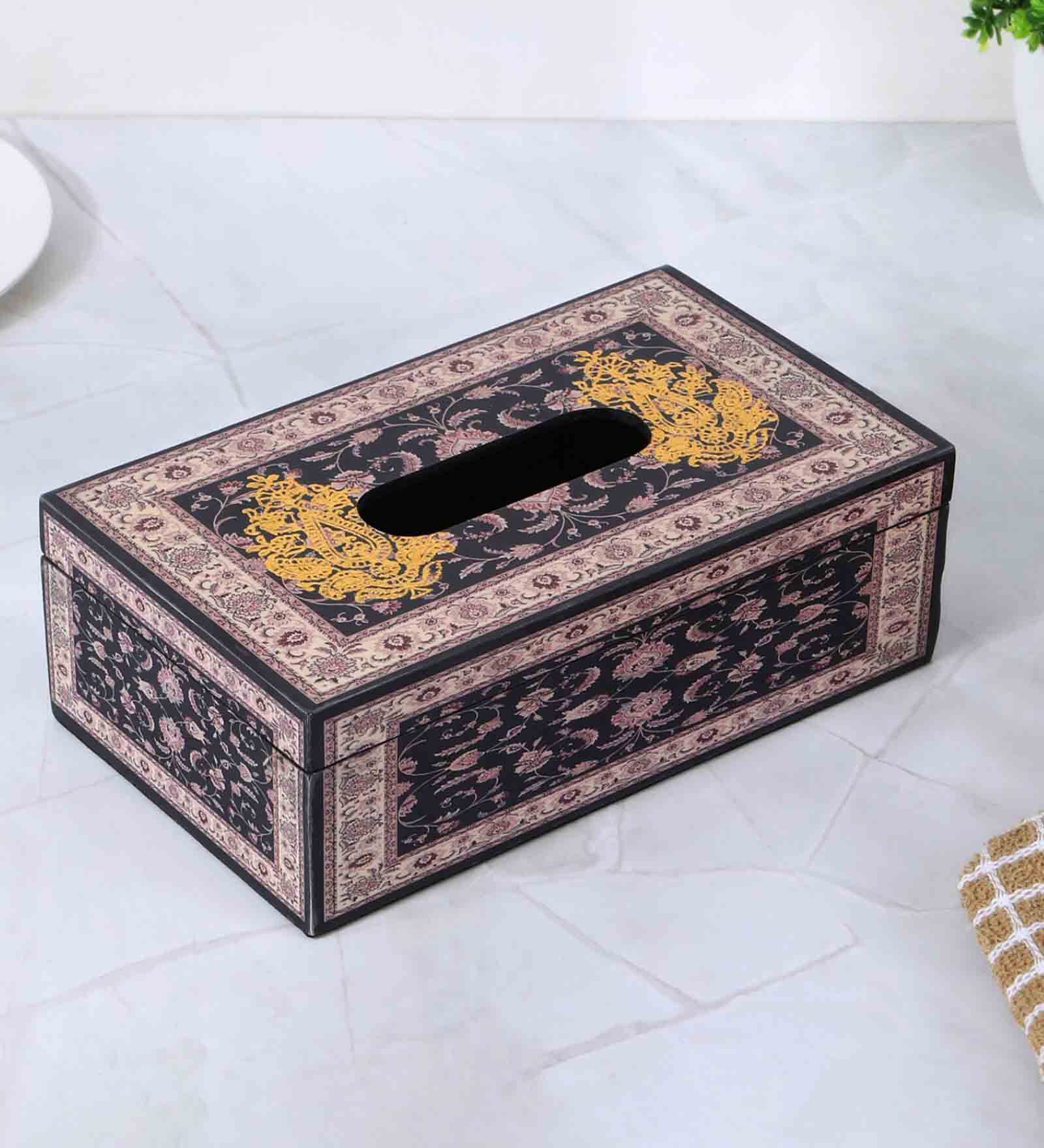 Turkish Black Wood Tissue Holder