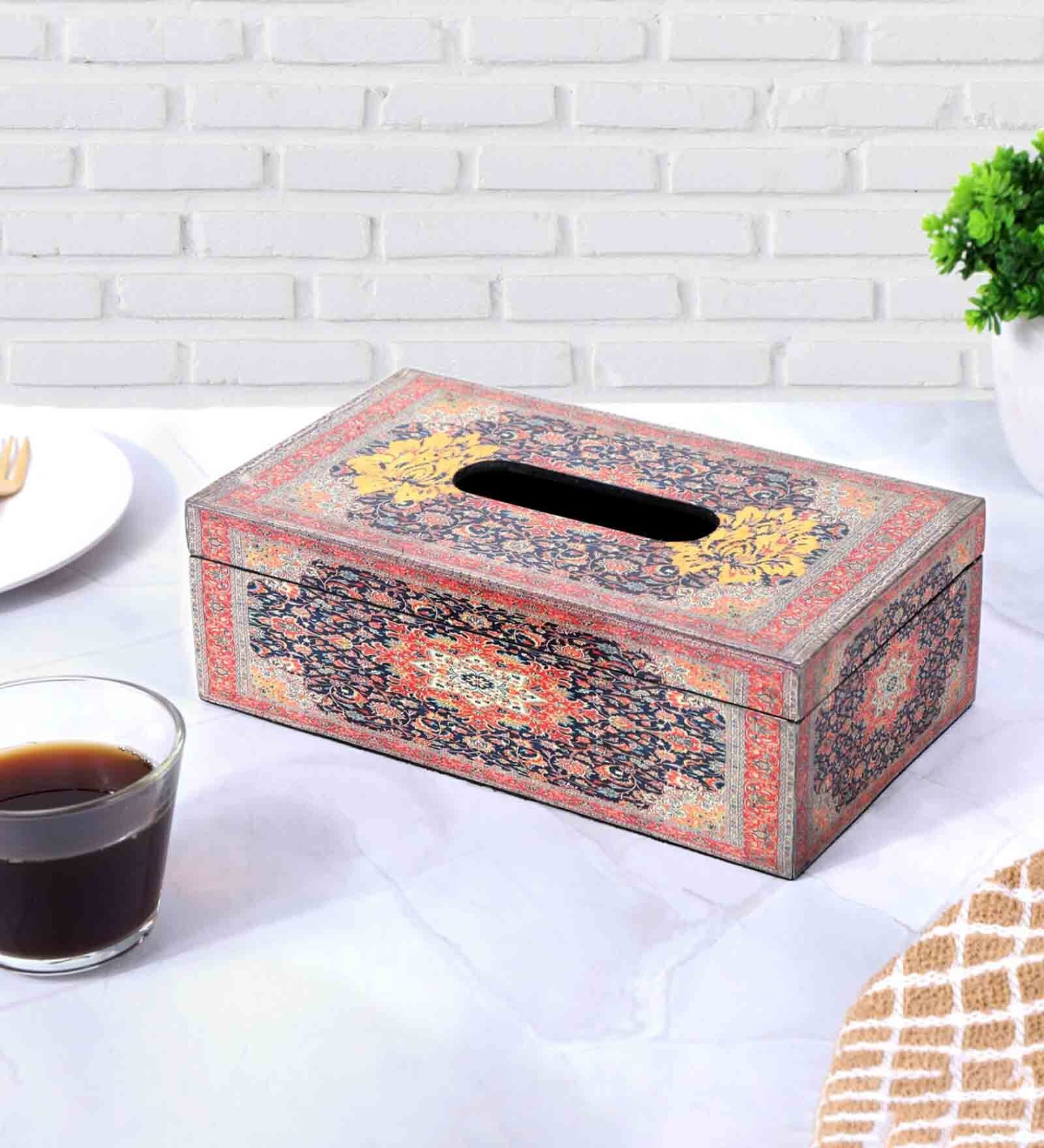 Turkish Maroon Wood Tissue Holder