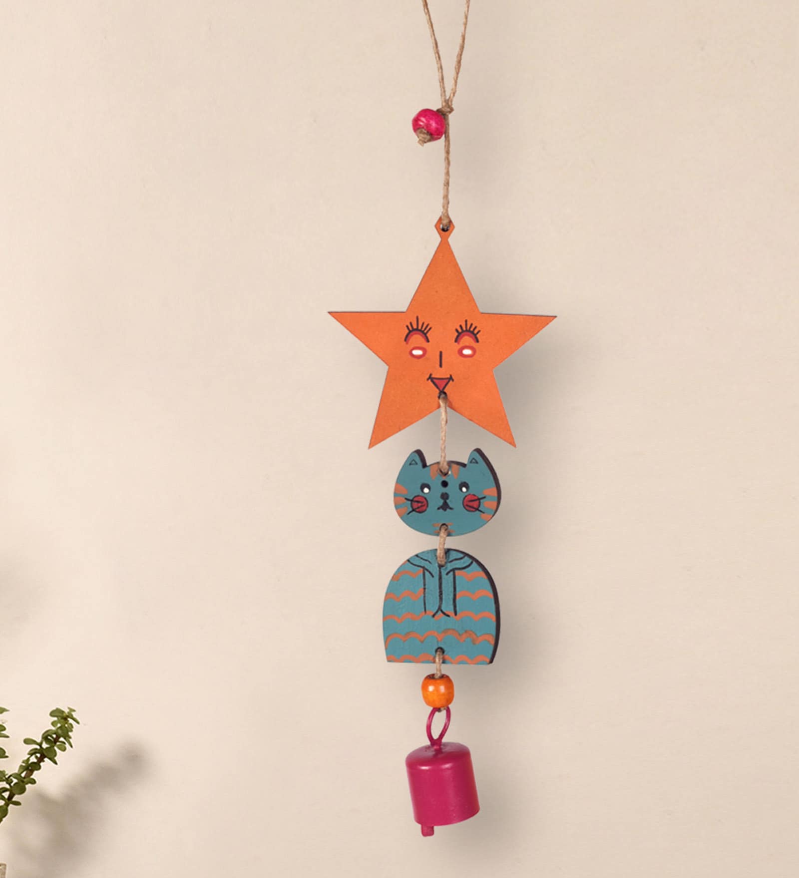 Turquoise Kitty  Multicolour Wood & Metal Wind Chime
