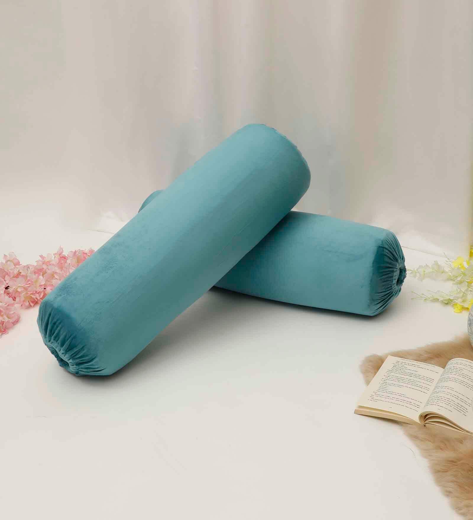 Turquoise Solid 200 TC Velevt 2 Bolster Covers