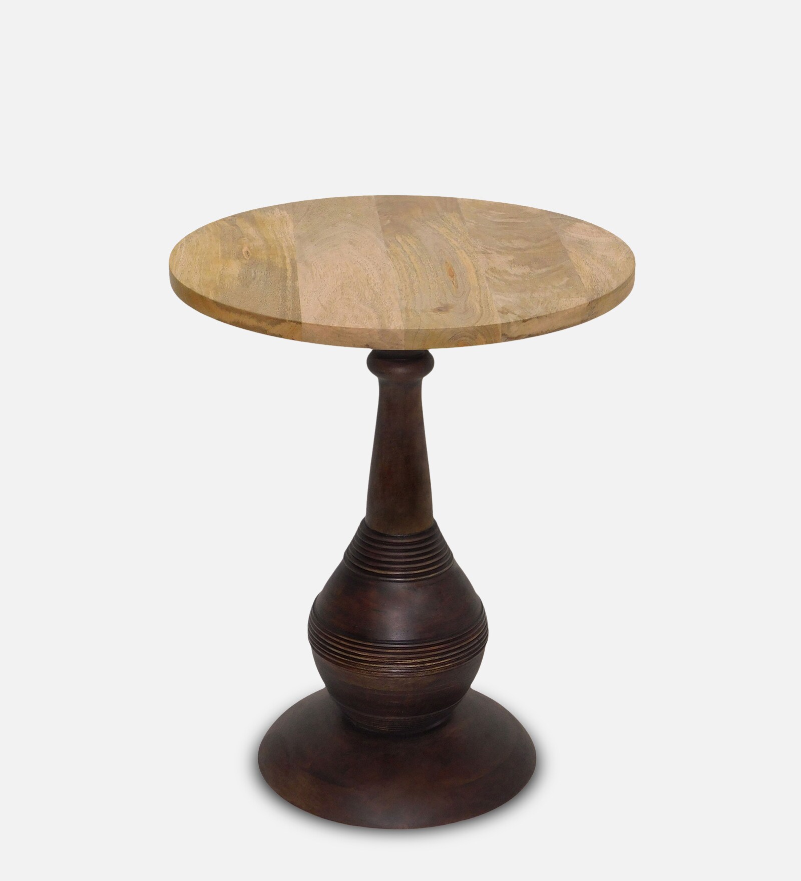 Tuscan Solid Wood End Table in Natural & Walnut Finish