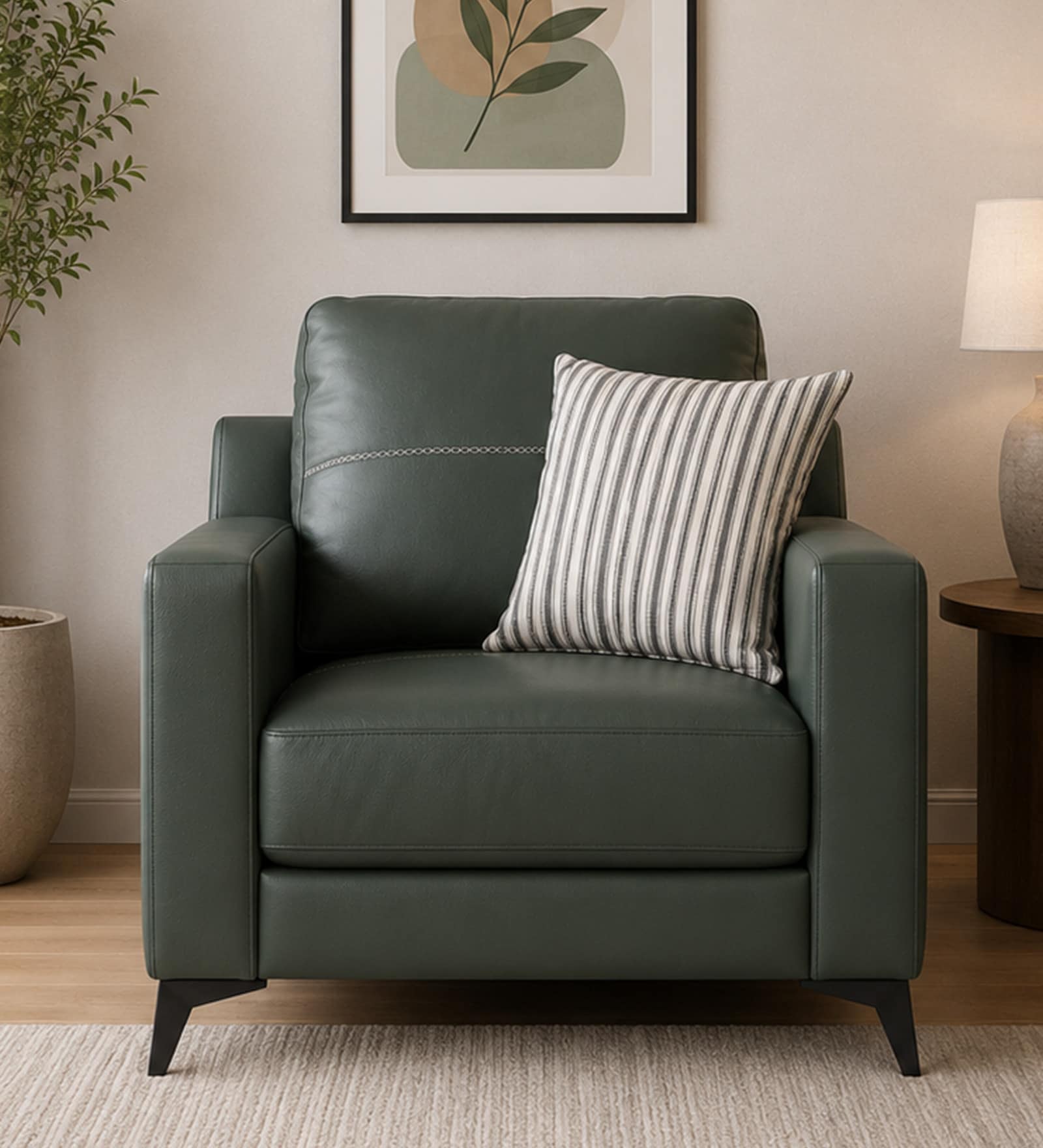 Tuscon Half Leather 1 Seater Sofa in Exotica forest Green colour