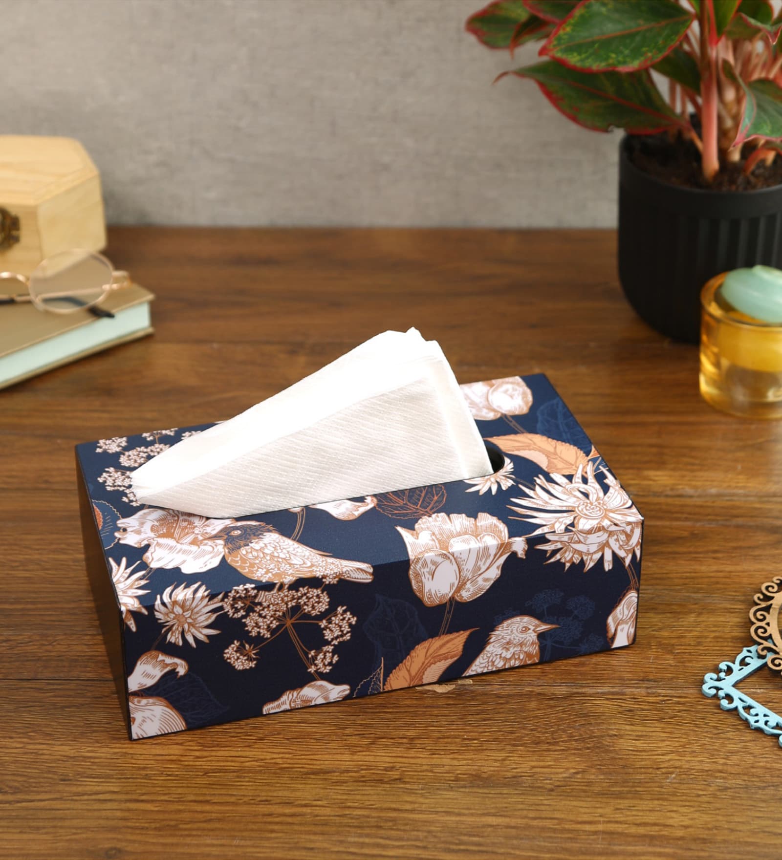 Buy Tutsi Bird Navy Blue MDF Tissue Paper Box at 31% OFF by Reinvention ...