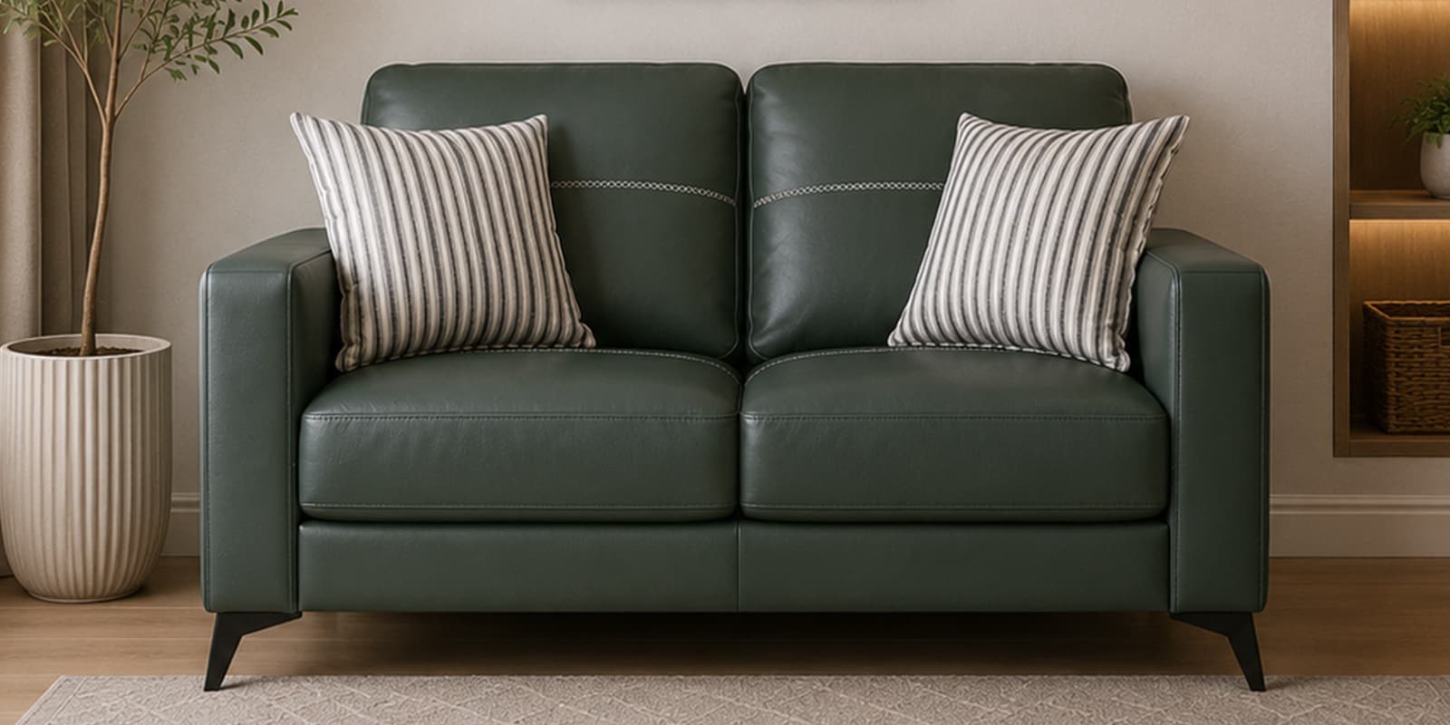 Tuscon Half Leather 2 Seater Sofa in Exotica forest Green colour