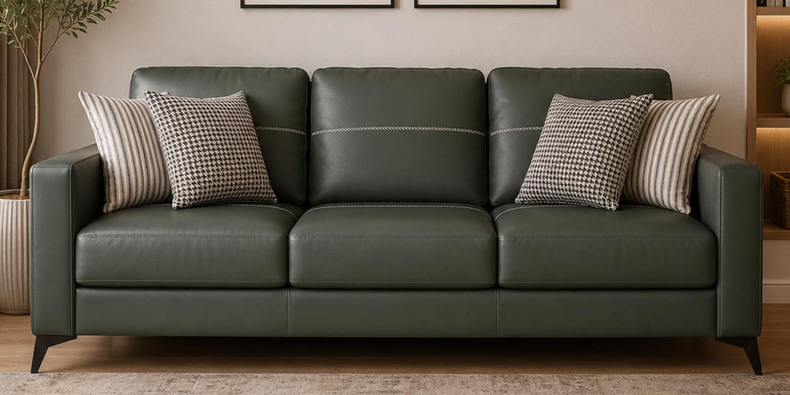 Tuscon Half Leather 3 Seater Sofa in Exotica forest Green colour