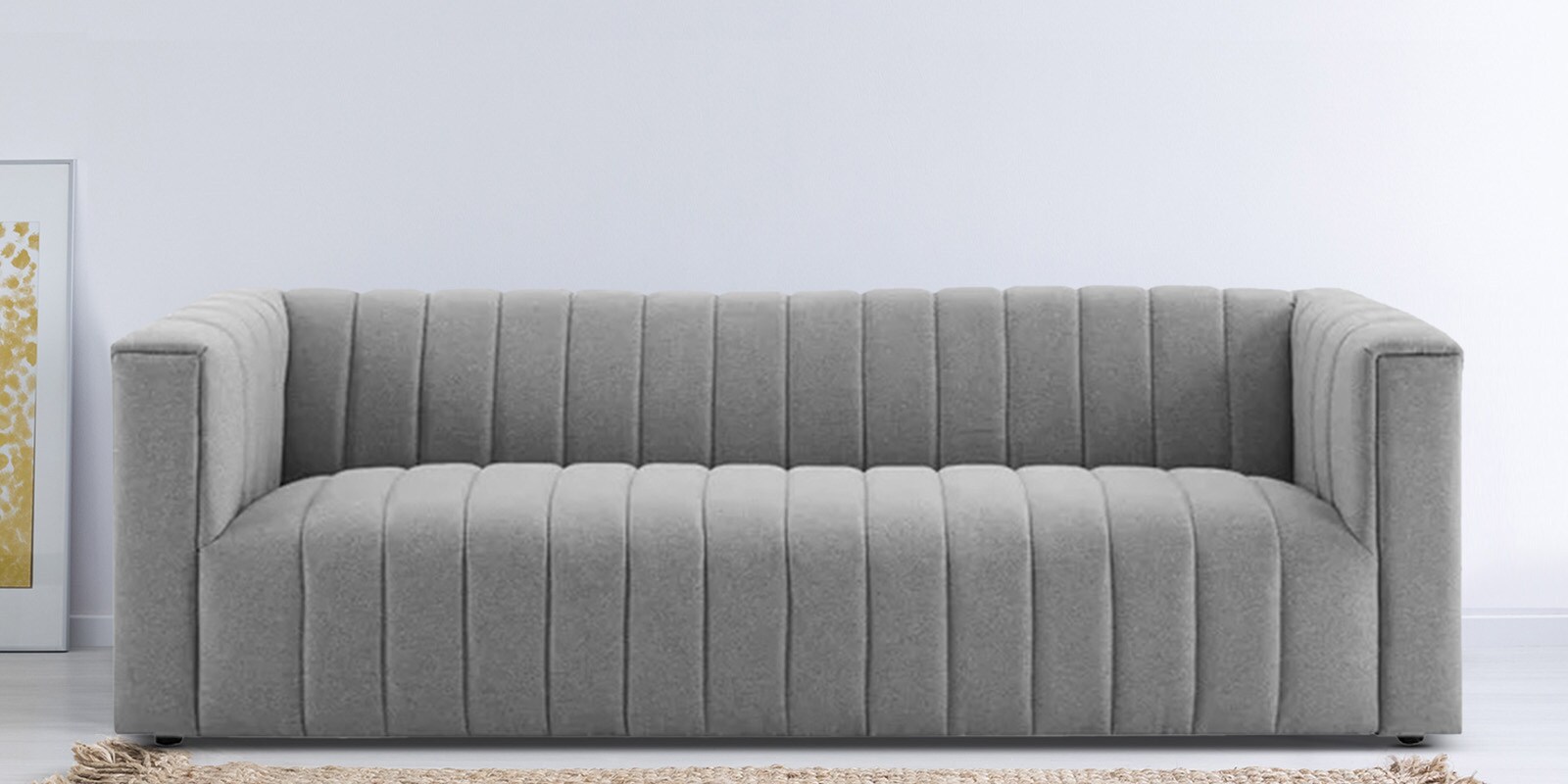 Tuxedo Fabric Premium 3 Seater Sofa in Grey Colour