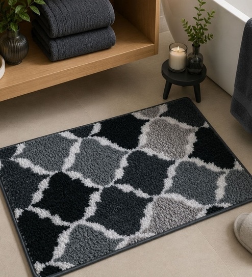 Black And Grey Non-Slip Kids Bath Mat (40x60 CM)