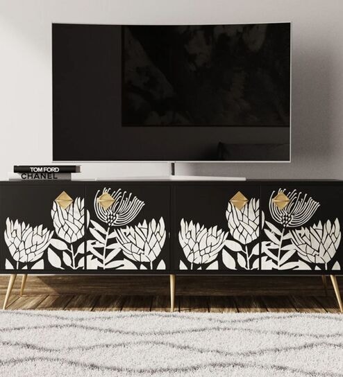Tulip Mother of Pearl Inlay Media Unit and Entertainment Console Unit