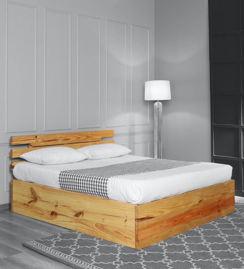 Buy Tulip Queen Size Bed With Storage In Pine Wood Colour By Komfort Furnishers Online Modern Queen Size Beds Beds Furniture Pepperfry Product