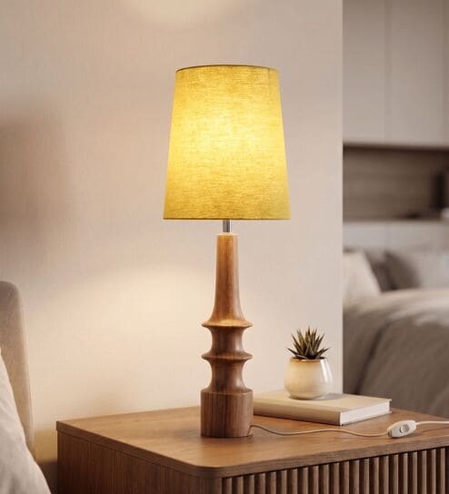 Green Turned Handcrafted Wood Table Lamp