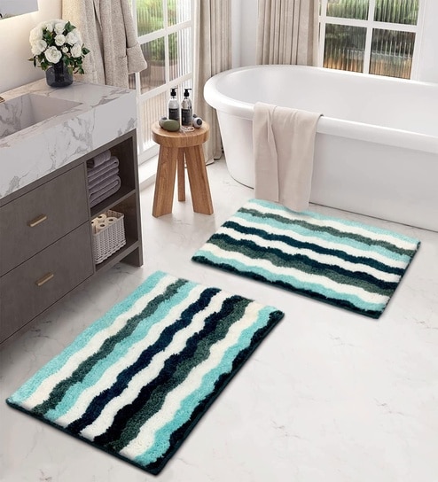 TURQUISH Microfiber 15x23 Inches Super Soft Bath Mat Set Of 2