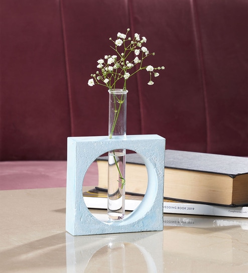 Switzer Turquoise Concrete Table Vase by Purezento