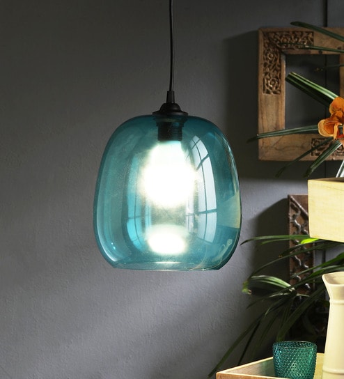 Buy Turquoise Glass Hanging Light By Tunehome Online