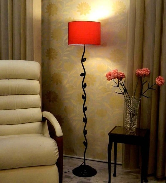 red standard lamp shades