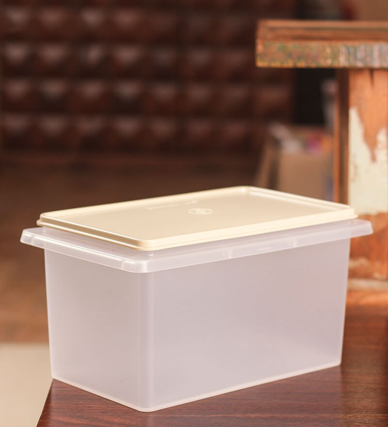 Buy Tupperware Rectangular Rice/Atta Keeper 5000 ML with red color lid