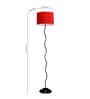 Patrice Red Fabric Shade Club Floor Lamp With Metal Base