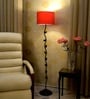 Patrice Red Fabric Shade Club Floor Lamp With Metal Base