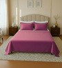 Tuberose Pink Solid 144 TC Cotton Double Size Bedsheet With 2 Pillow Covers