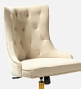 Tufted Boss Velvet Fabric Guest Chair In Beige Colour