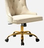 Tufted Boss Velvet Fabric Guest Chair In Beige Colour